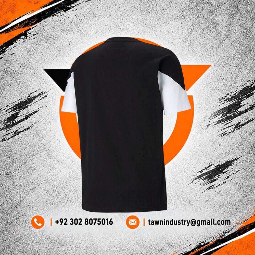  Men's Oversized Color-Blocked Chevron Panel Gym T-Shirt - Black & White