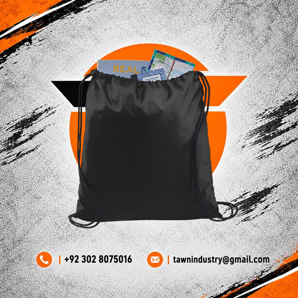  Unisex Lightweight Drawstring Gym Sackpack - Jet Black