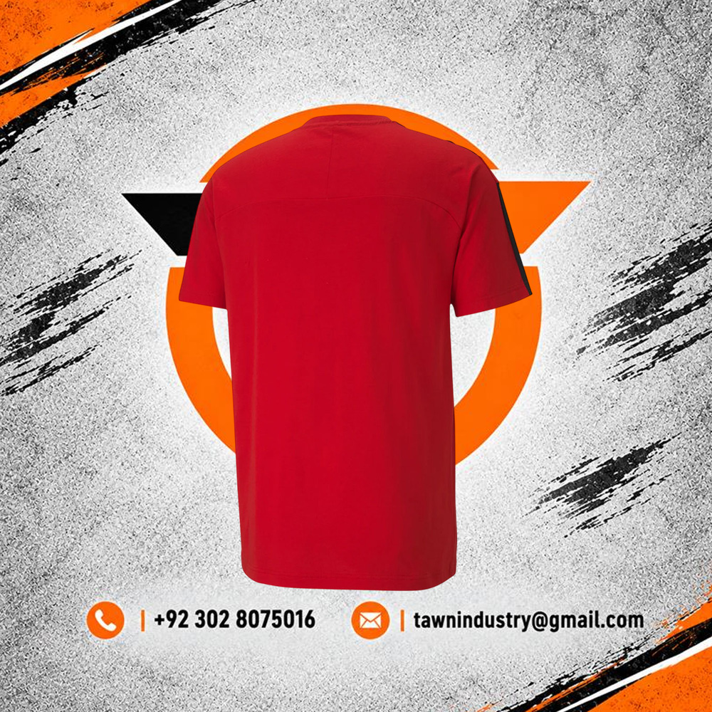  Men's Oversized Shoulder-Striped Gym T-Shirt - Red & Black