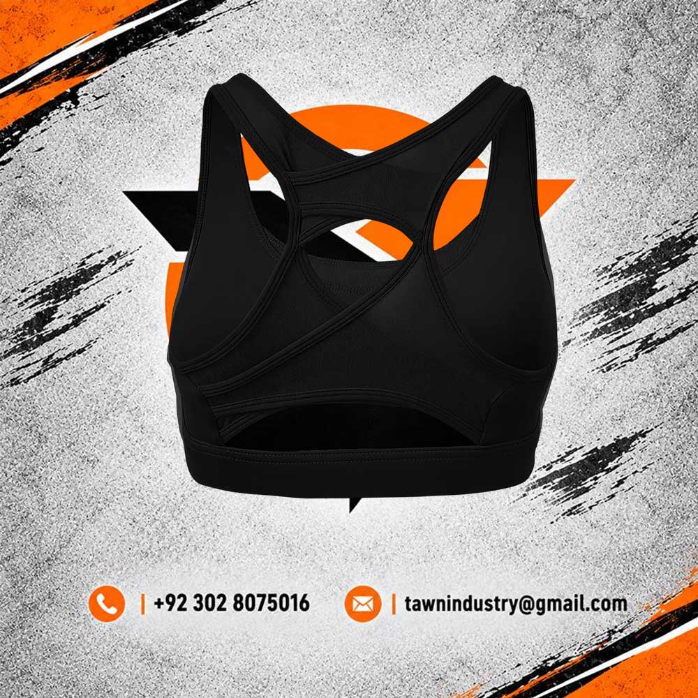 Women's Classic Black Mesh-Back High-Impact Athletic Sports Bra