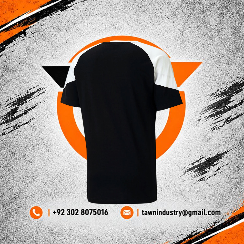  Men's Oversized Color-Blocked V-Panel Gym T-Shirt - Black & White