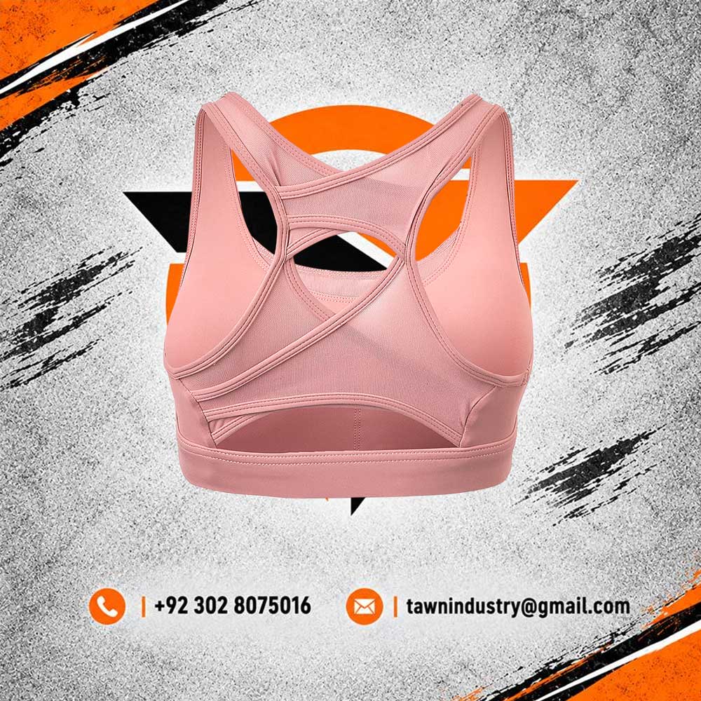Women's Dusty Pink Mesh-Back Padded High-Impact Sports Bra