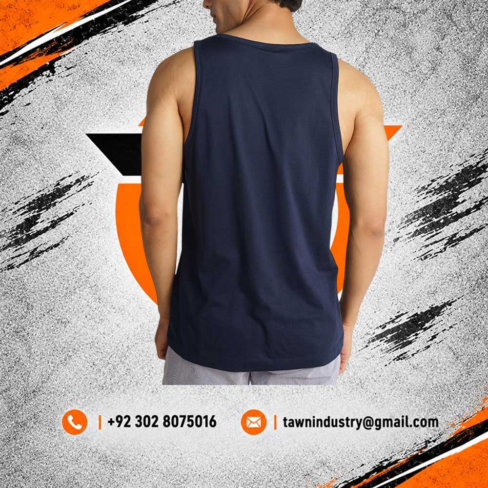 Dark Slate Blue Men's Sleeveless Cotton Gym Vest