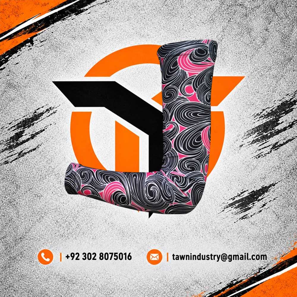 Black and Pink Swirl Pattern Men's Compression Arm Sleeve