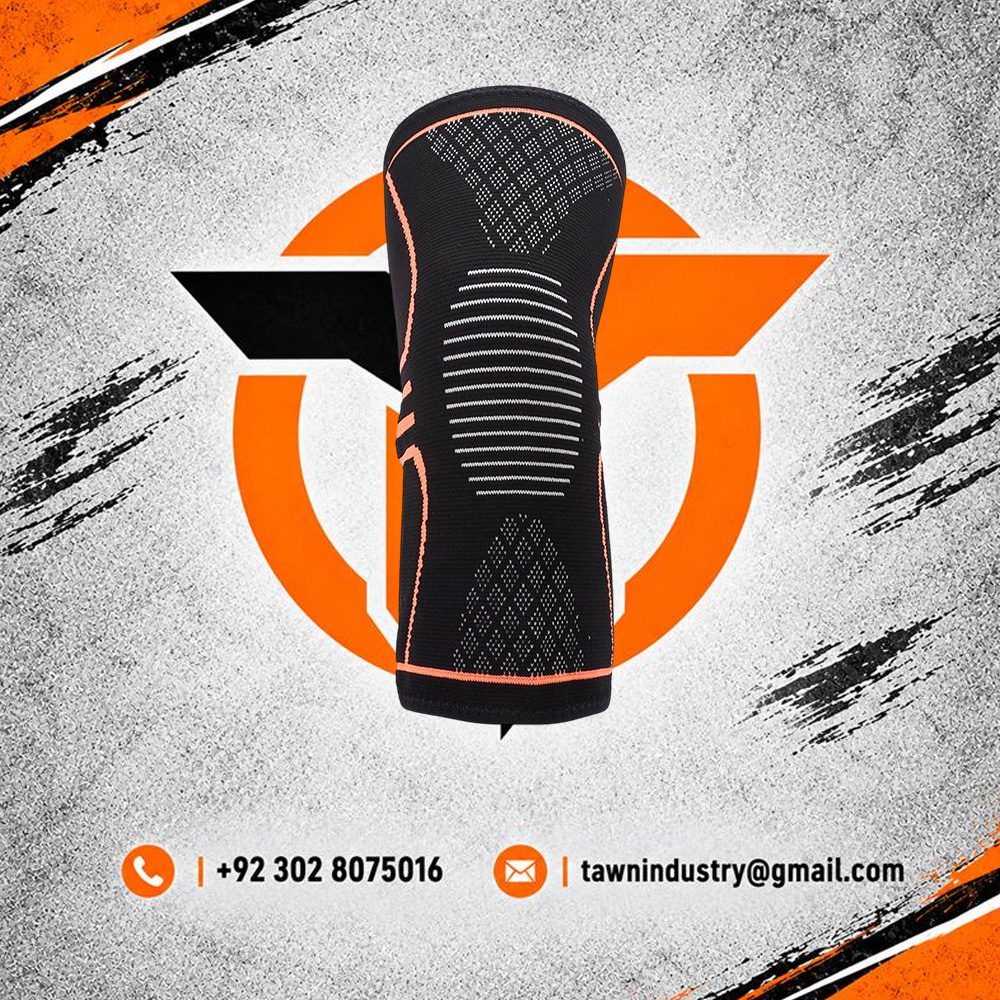  3D Knit Elastic Compression Knee Support Sleeve - Black & Orange