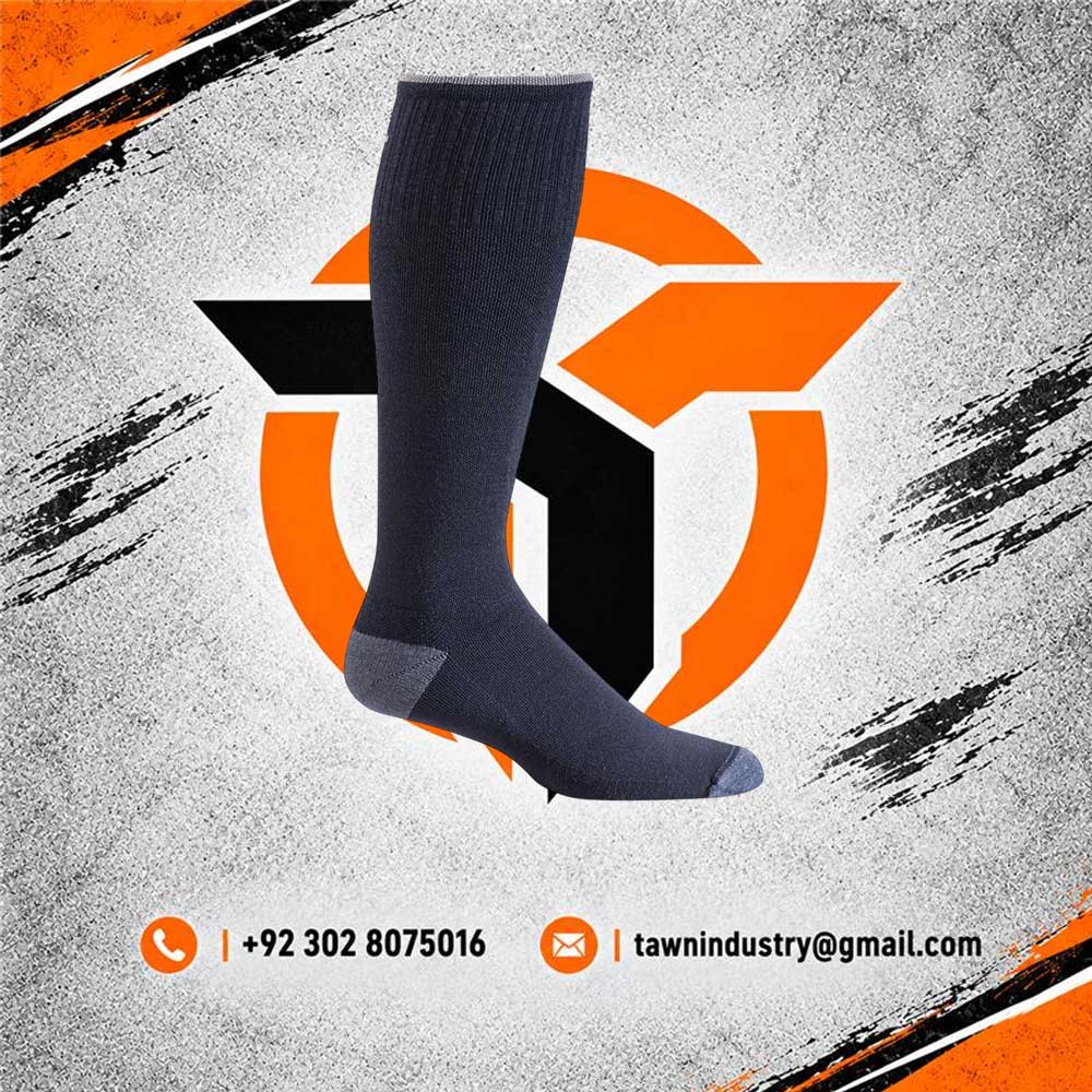 Dark Navy Tall Athletic Knee-High Socks with Reinforced Heel and Toe