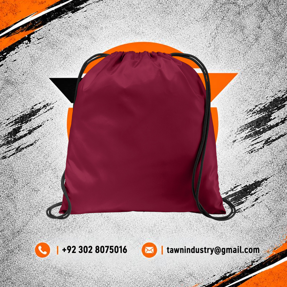  Unisex Lightweight Drawstring Gym Sackpack - Maroon / Burgundy