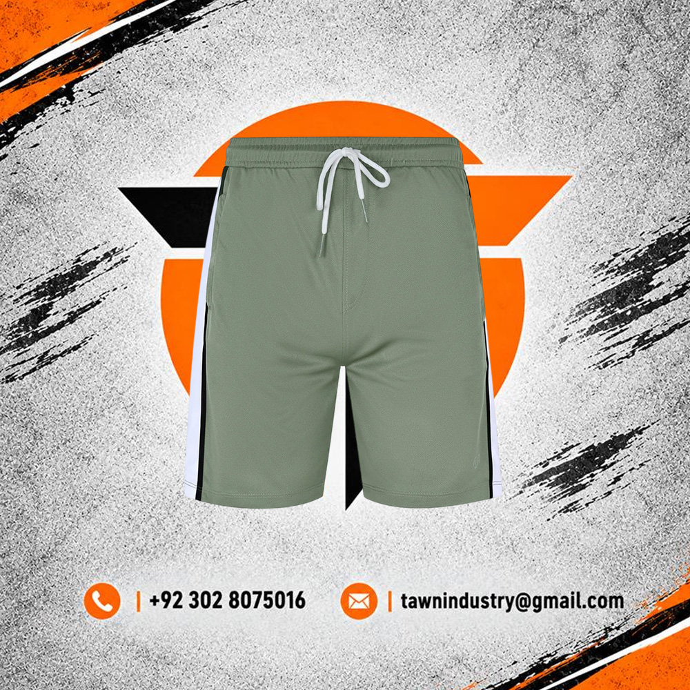  Men's Side-Striped Gym Training Shorts - Olive Green