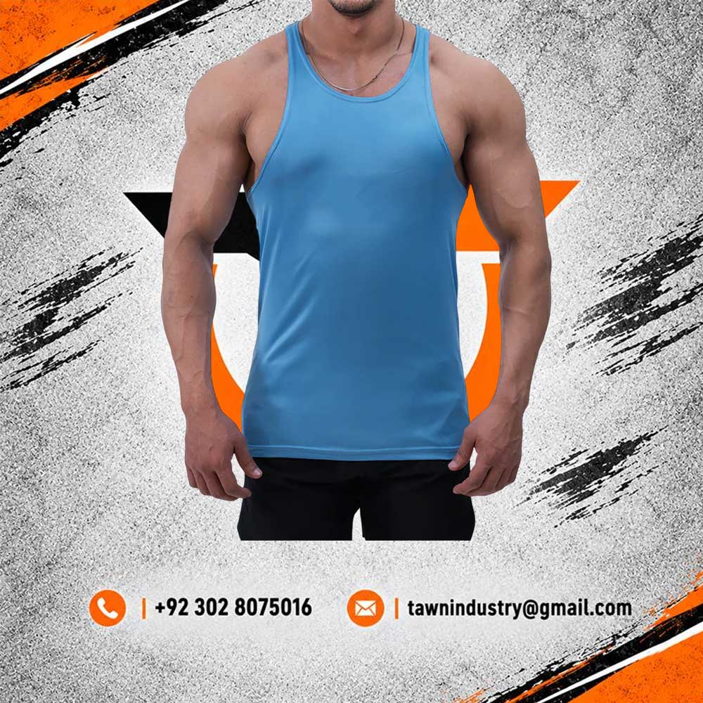 Sky Blue Men's Athletic Stringer Tank Top