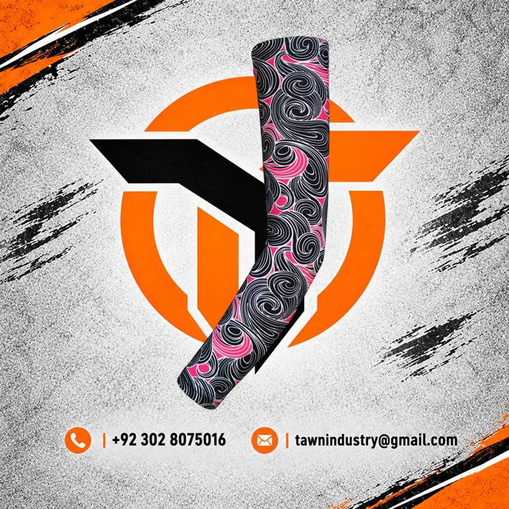 Black and Pink Swirl Pattern Men's Compression Arm Sleeve