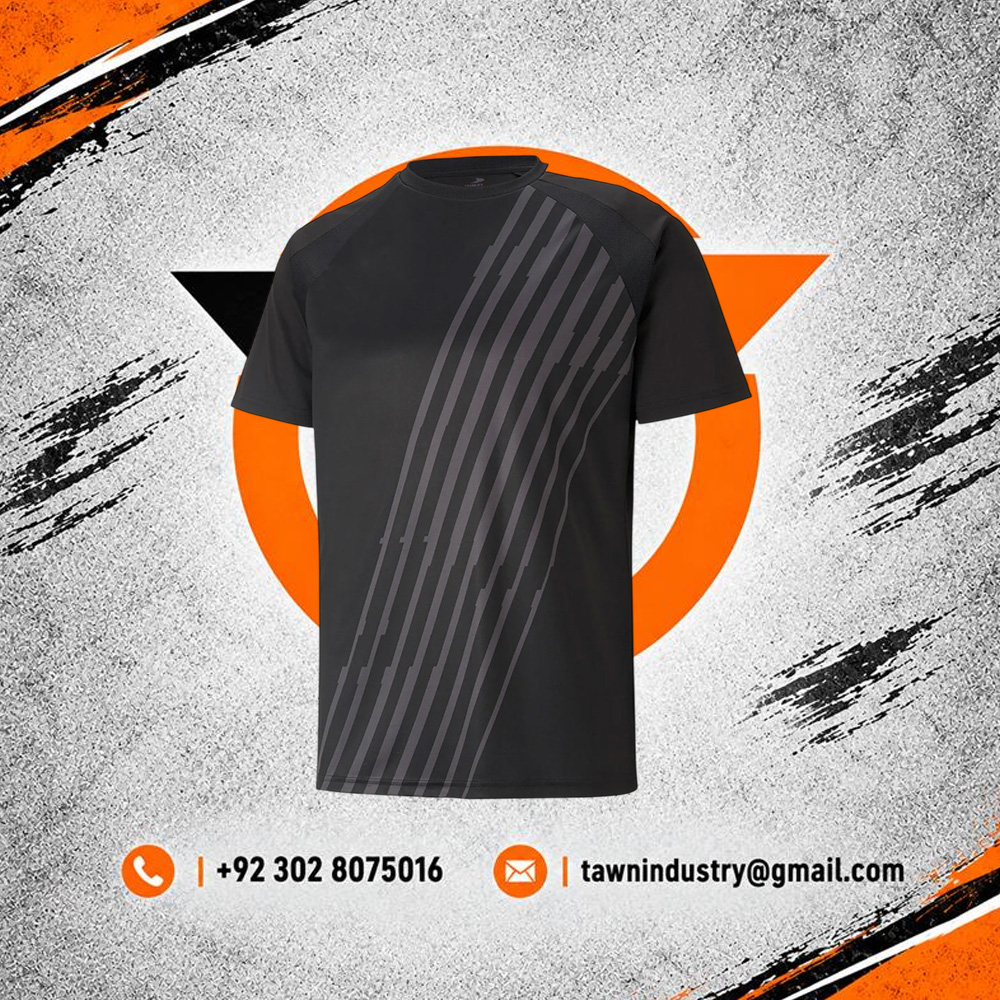 Men's Oversized Diagonal Stripe Graphic Gym T-Shirt - All Black / Charcoal