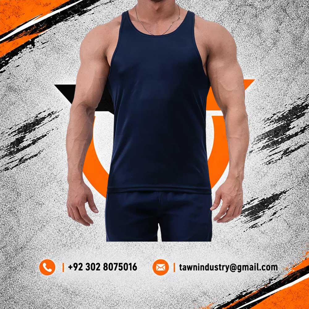 Dark Navy Men's Performance Athletic Workout Tank Top