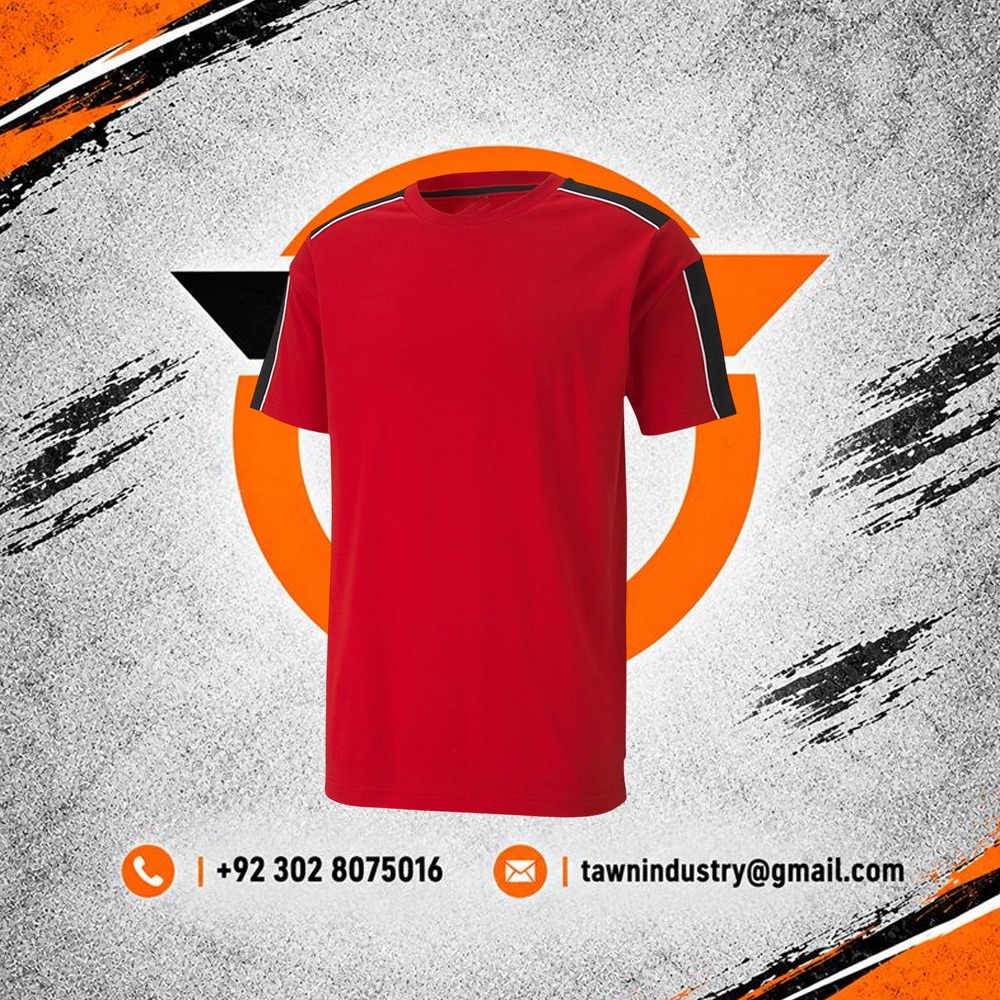  Men's Oversized Shoulder-Striped Gym T-Shirt - Red & Black