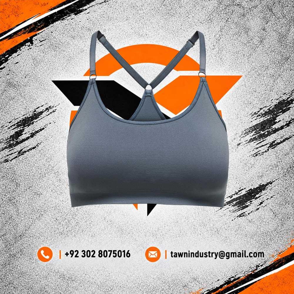 Women's Charcoal Grey Racerback Sports Bra with Adjustable Straps